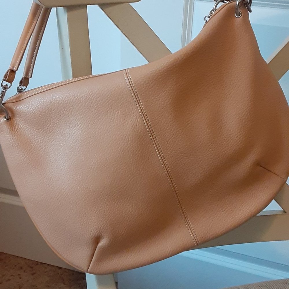 Pebbled Leather Double Handle Hobo Bag